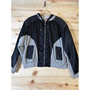 Vintage Active Frontier Jacket Mens Extra Large Black Gray Hooded‎ Full Zip 90s